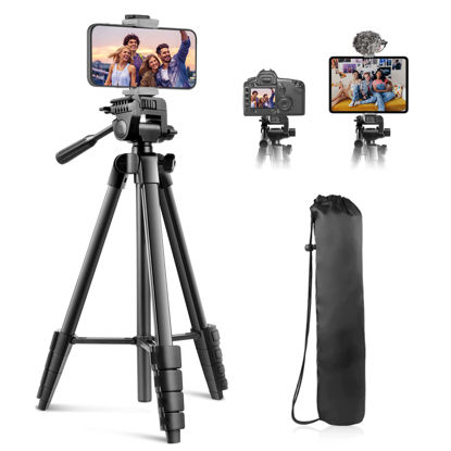 Picture of Sensyne 64" Camera Tripod Stand, Versatile Phone & iPad Tripod with Wireless Remote and 2-in-1 Phone Holder for Selfie/Video Recording/Photo/Live Stream/Vlog