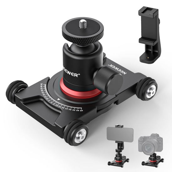 Picture of NEEWER Camera Slider Dolly with Ball Head & Phone Clamp,4 Wheeled Tabletop Dolly Manual Skater with 360° Panorama Compatible with DSLR Camera Video Camcorder GoPro iPhone and Android Smartphone, SD001