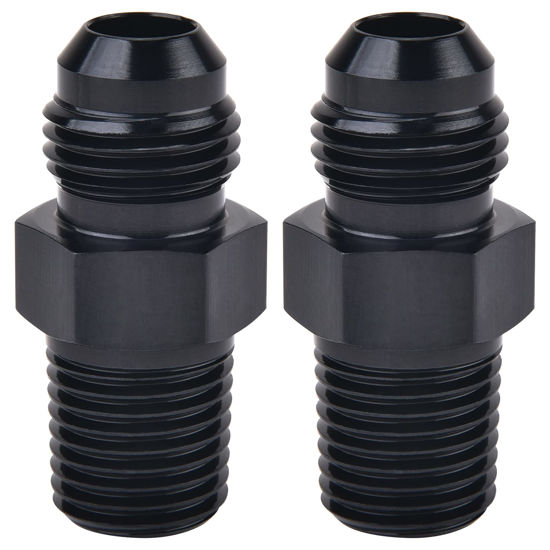 Picture of EVIL ENERGY 6AN Male Flare to 1/4" NPT Pipe Fitting Adapter Aluminum Straight Black 2PCS