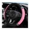 Picture of Bling Soft Leather Steering Wheel Cover, 15 Inch Colorful Rhinestones Auto Elastic Steering Wheel Protector, Sparkly Crystal Diamond for Women Girls, Car Interior Accessories for Most Cars (Pink)