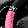 Picture of Bling Soft Leather Steering Wheel Cover, 15 Inch Colorful Rhinestones Auto Elastic Steering Wheel Protector, Sparkly Crystal Diamond for Women Girls, Car Interior Accessories for Most Cars (Pink)