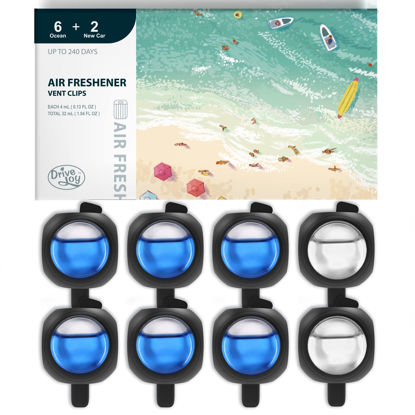 Picture of DRIVEJOY Car Air Freshener Vent Clips, 8 PK, 6 Ocean, 2 New Car Scent, Car Fresheners for Men Women, Up to 240 Days, Long Lasting Air Freshener for Car, Odor Eliminator