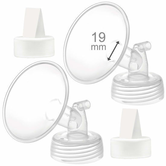 Picture of Maymom 19mm Flange and Duckbill Valve Compatible with Spectra S1 Spectra S2 Breastpump Not Original Spectra S2 Accessories Spectra Pump Parts Replace Spectra Duckbill Valve and Flange