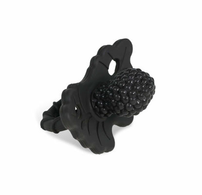 Picture of RaZbaby RaZberry Silicone Baby Teether Toy - BerryBumps Soothe Babies Sore Gums - Infant Teething - Hands Free Design - BPA Free - Easy-to-Hold Design - Teething Relief Pacifier - Fruit Shape - Black