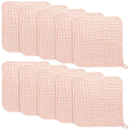 Picture of Baby Washcloths, Muslin Cotton Baby Towels, Large 10”x10” Wash Cloths Soft on Sensitive Skin, Absorbent for Boys & Girls, Newborn Baby & Toddlers Essentials Shower Registry Gift (Lace, Pack of 10)