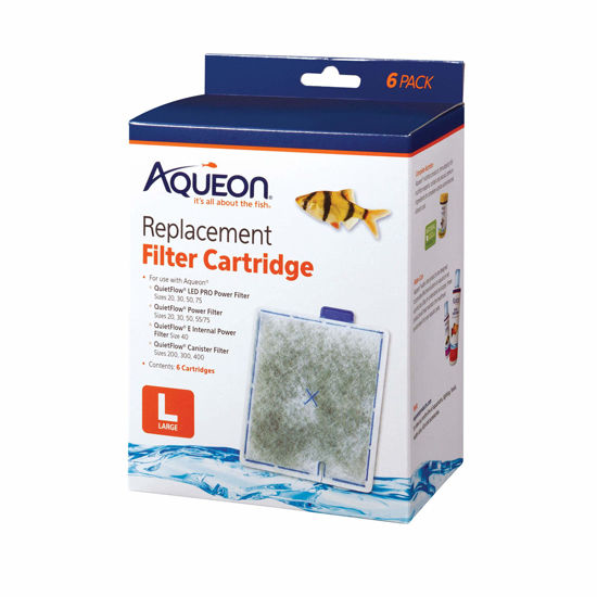 Picture of Aqueon Replacement Filter Cartridges Large (6 pack), Ensure Even Distribution of Activated Carbon, 25% More Activated Carbon, Easy Installation