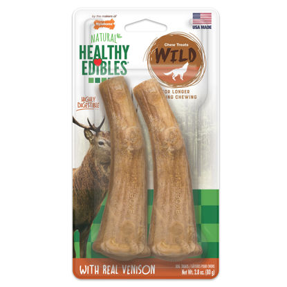 Picture of Nylabone Healthy Edibles WILD Antler Natural Long Lasting Venison Flavor Dog Chew Treats Medium/Wolf (2 Count)