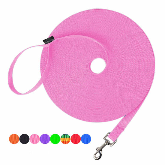 Picture of Hi Kiss Dog/Puppy Obedience Recall Training Agility Lead - 15ft 20ft 30ft 50ft 100ft Training Leash - Great for Training, Play, Camping, or Backyard - Pink 20ft