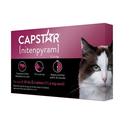 Picture of CAPSTAR (nitenpyram) Oral Flea Treatment for Cats, Fast Acting Tablets Start Killing Fleas in 30 Minutes, Cats 2-25 lbs, 6 Doses