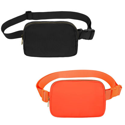 Picture of VOROLO Waist Pack for Running Fanny Pack for Women and Men Crossbody Belt Bag Bum Bag with Adjustable Strap for Sports Black+Orange