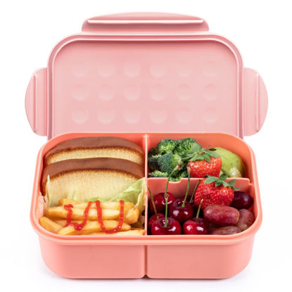 Picture of Bento Box,Bento Box Adult Lunch Box,Ideal Leak Proof Lunch Box Containers,Mom’s Choice Lunch box kids,No BPAs and No Chemical Dyes,Microwave and Dishwasher Safe Lunch Containers for Adults(Pink Lid L)