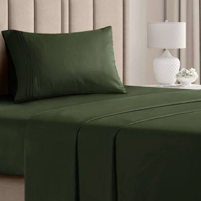 Picture of Twin Size Sheet Set - Breathable & Cooling Sheets - Hotel Luxury Bed Sheets - Extra Soft - Deep Pockets - Easy Fit - 3 Piece Set - Wrinkle Free - Comfy - Emerald Green Bed Sheets - Twins Sheets - 3 PC