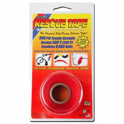 Picture of Rescue Tape | Self-Fusing Silicone Tape | Emergency Pipe & Plumbing Repair | DIY Repairs | Seal Radiator Hose Leaks | Wrap Electrical Wires | Used By US Military | 1” X 12’ | Silicone Rubber | Red