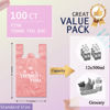 Picture of PINK Thank you bags, 100PCS T shirt bags, To Go Bags,Grocery bags, Reusable and Disposable,Perfect for Small Business,Take Out,Retails,11 inchx6 inchx21 inch(100),Large