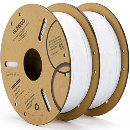 Picture of ELEGOO PLA Filament 1.75mm White 2KG, 3D Printer Filament Dimensional Accuracy +/- 0.02mm, 2 Pack 1kg Cardboard Spool(2.2lbs) 3D Printing Filament Fits for Most FDM 3D Printers