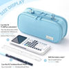 Picture of HVOMO Large capacity pencil case Pencil Pouch Double Zipper Storage Bag 3 Compartments Portable Multifunctional bag Desk Organizer School Marker Pen Case（Blue）