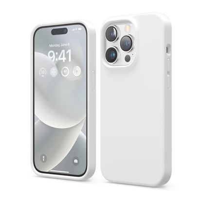 Picture of elago Compatible with iPhone 14 Pro Case, Liquid Silicone Case, Full Body Protective Cover, Shockproof, Slim Phone Case, Anti-Scratch Soft Microfiber Lining, 6.1 inch (White)