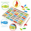 Picture of Magnetic Wooden Fishing Game Toy for Toddlers, Alphabet Fish Catching Counting Games Puzzle with Numbers and Letters, Preschool Learning ABC and Math Educational Toys for 3 4 5 Years Old Girl Boy Kids