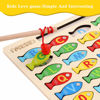 Picture of Magnetic Wooden Fishing Game Toy for Toddlers, Alphabet Fish Catching Counting Games Puzzle with Numbers and Letters, Preschool Learning ABC and Math Educational Toys for 3 4 5 Years Old Girl Boy Kids