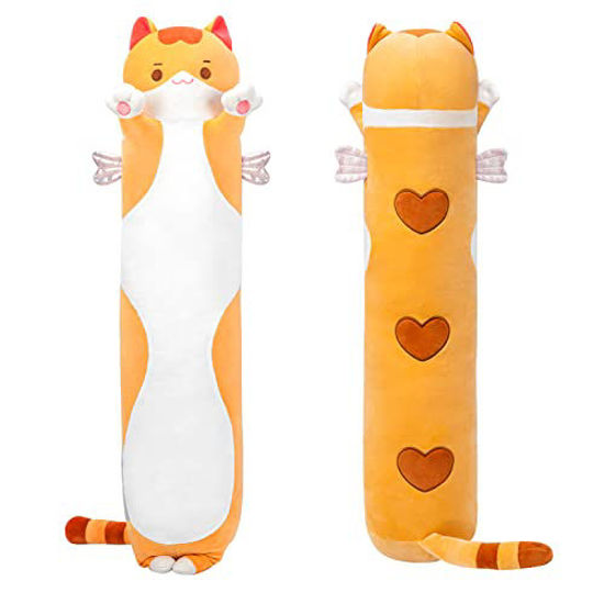 Picture of Mewaii Long Cat Plush Body Pillow, 28” Cute Cat Stuffed Animals Soft Plushies, Kitten Plush Throw Pillow Doll Toy Gift for Girlfriend