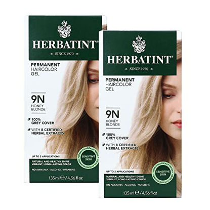 Picture of Herbatint Permanent Haircolor Gel, 9N Honey Blonde, Alcohol Free, Vegan, 100% Grey Coverage - 4.56 oz - 2 Pack