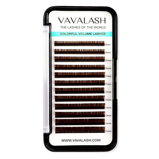 Picture of Colored Lash Extensions 0.07mm C Curl Brown Individual Volume Lashes Extensions 8-15 Mix Length Color Eyelash Extensions for Salon (Brown 0.07-C, 8-15mm)