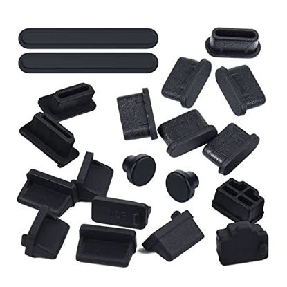 Picture of 20 Pcs USB Port Cover, 6 Types Silicone Laptop Ports Cover Dust Plugs Caps for Type C/USB C, USB Female Plug, HDMI, RJ45, SD Card, Headphone Ports, USB Type-C Dust Stopper