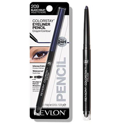 Picture of Revlon Pencil Eyeliner, ColorStay Eye Makeup with Built-in Sharpener, Waterproof, Smudgeproof, Longwearing with Ultra-Fine Tip, 209 Black Violet, 0.01 Oz