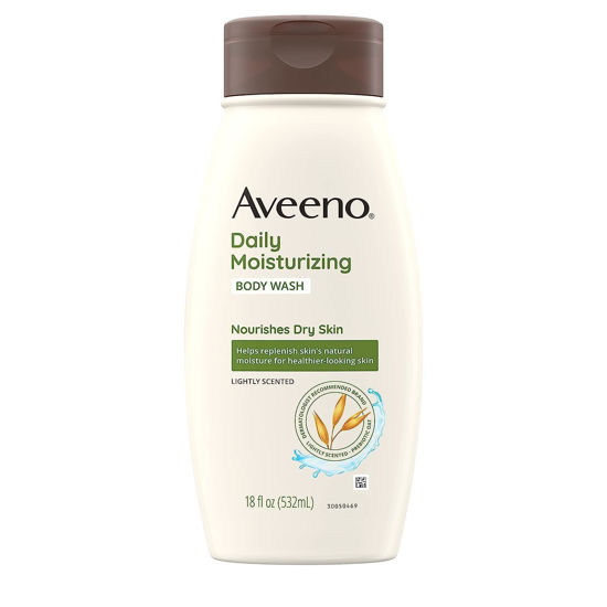 Picture of Aveeno Daily Moisturizing Body Wash for Dry Skin with Soothing Oat & Rich Emollients, Creamy Shower Cleanser, Gentle, Soap-Free and Dye-Free, Light Fragrance, 18 Fl Oz (Pack of 1)