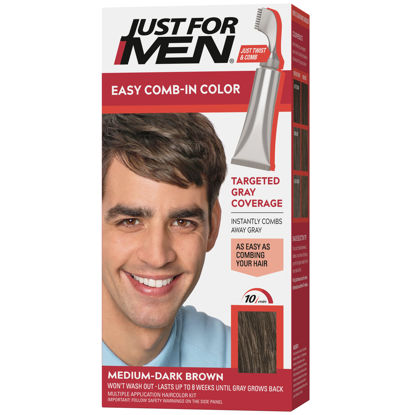 Picture of Just For Men Easy Comb-In Color Mens Hair Dye, Easy No Mix Application with Comb Applicator - Medium-Dark Brown, A-40, Pack of 1