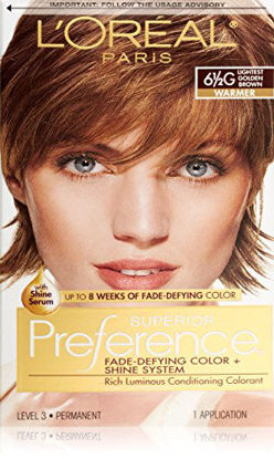 Picture of L'Oreal Paris Superior Preference Fade-Defying + Shine Permanent Hair Color, 6.5G Lightest Golden Brown, Pack of 1, Hair Dye