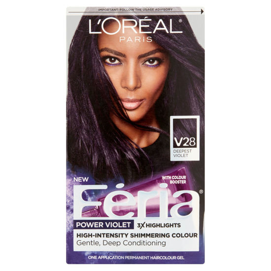 Picture of L'Oreal Paris Feria Multi-Faceted Shimmering Permanent Hair Color Hair Dye, V28 Midnight Violet (Deepest Violet)