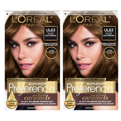 Picture of L'Oréal Paris Superior Preference Fade-Defying + Shine Permanent Hair Color, U163 Hi-Lift Golden Brown, 2 COUNT Hair Dye