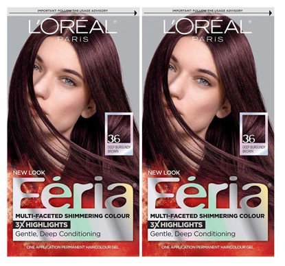 Picture of L'Oreal Paris Feria Multi-Faceted Shimmering Permanent Hair Color, Chocolate Cherry, Pack of 2, Hair Dye