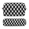 Picture of SOIDRAM Makeup Bag Checkered Cosmetic Bag Black Makeup Pouch 1Pcs Large Capacity Makeup Bags and 1Pcs Makeup Brushes Storage Bag Travel Toiletry Bag Organizer