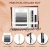 Picture of DIY Eyelash Extensions Kit, QUEWEL Lash Clusters 144 Pcs, Cluster Lashes Golden Lashes Tweezers, Eyelashes Clusters Bond and Seal Waterproof, Clusters Lash Glue Remover for DIY Lash Extensions (Fluffy Kit)