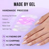 Picture of Press On Nails Almond - BTArtbox Soft Gel Press on Nails Medium Chrome Nails, Light Weight & Fit Perfectly, Natural Fake Nail with Nail Glue, Nude Glue On Nails in 15 Sizes - 30 Nail Kit, Champagne Glazed