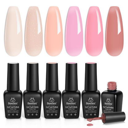 Picture of Beetles Jelly Gel Nail Polish Set 6 Colors Aesthetic Nude Shimmer Giltter Nails Withe Pink Gel Polish Kit Translucent Soak off Uv Nail Gel Diy Manicure 2023 New Nail Trend…