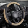 Picture of SEG Direct Car Steering Wheel Cover for Prius Civic 14-14.25 inch, Black and Beige Microfiber Leather