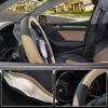Picture of SEG Direct Car Steering Wheel Cover for Prius Civic 14-14.25 inch, Black and Beige Microfiber Leather