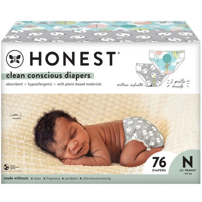 Picture of The Honest Company Clean Conscious Diapers | Plant-Based, Sustainable | Above It All + Pandas | Club Box, Size Newborn, 76 Count