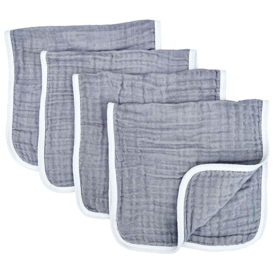 Picture of Muslin Burp Cloths Large 20 by 10 Inches 100% Cotton 6 Layers Extra Absorbent and Soft (Grey)