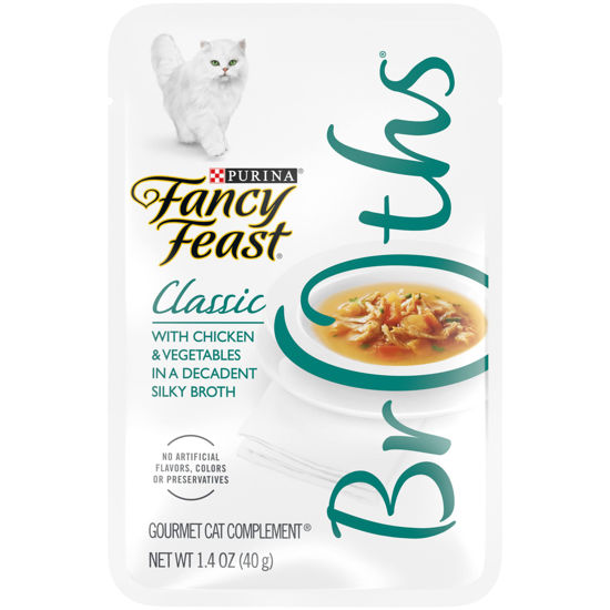 Picture of Purina Fancy Feast Limited Ingredient Wet Cat Food Complement, Broths Classic With Chicken - (16) 1.4 Oz. Pouches