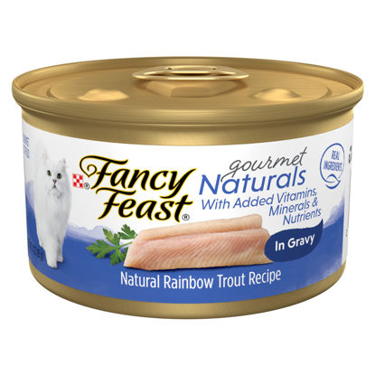 Picture of Purina Fancy Feast Wet Cat Food Gourmet Naturals Rainbow Trout Recipe in Wet Cat Food Gravy - (12) 3 Oz. Cans