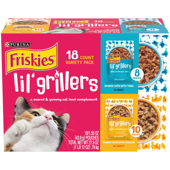 Picture of Purina Friskies Gravy Wet Cat Food Complement Variety Pack, Lil' Grillers Seared Cuts With Chicken & Tuna