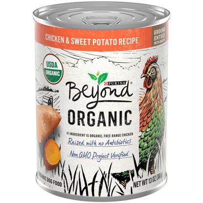 Picture of Purina Beyond Organic Wet Dog Food, Organic Chicken & Sweet Potato Adult Recipe Ground Entrée With Broth - (12) 13 oz. Cans