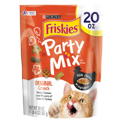 Picture of Purina Friskies Made in USA Facilities Cat Treats, Party Mix Original Crunch - 20 oz. Pouch