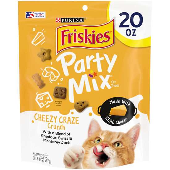 Picture of Friskies Purina Friskies Made in USA Facilities Cat Treats, Party Mix Cheezy Craze Crunch - 20 oz. Pouch