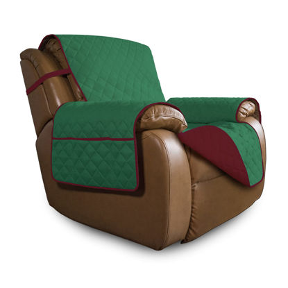 Picture of Easy-Going Oversized Recliner Chair Slipcover Reversible Sofa Cover Water Resistant Couch Cover Furniture Protector with Elastic Straps for Pets Kids Dog Cat (Oversized Recliner, Green/Christmas Red)