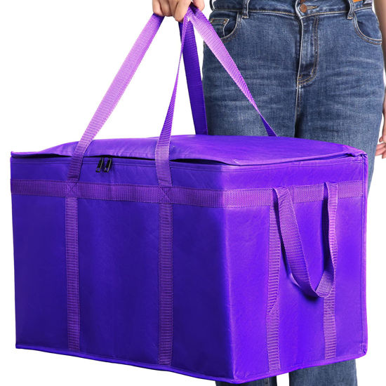 Picture of musbus 2 PACK Purple extra large XXXL Insulated Food Delivery Bag Cooler Bags Keep Food Warm Catering Therma for doordash Catering Cooler Bags Keep Food Warm Catering Therma Catering Shopper hot XXXL